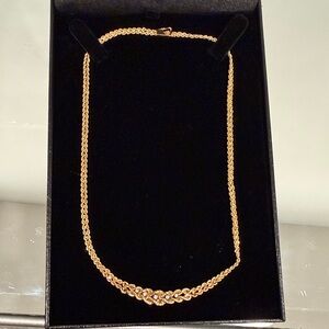 Solid 14K Gold Necklace w/Natural Round Diamonds. 10.98 Grams